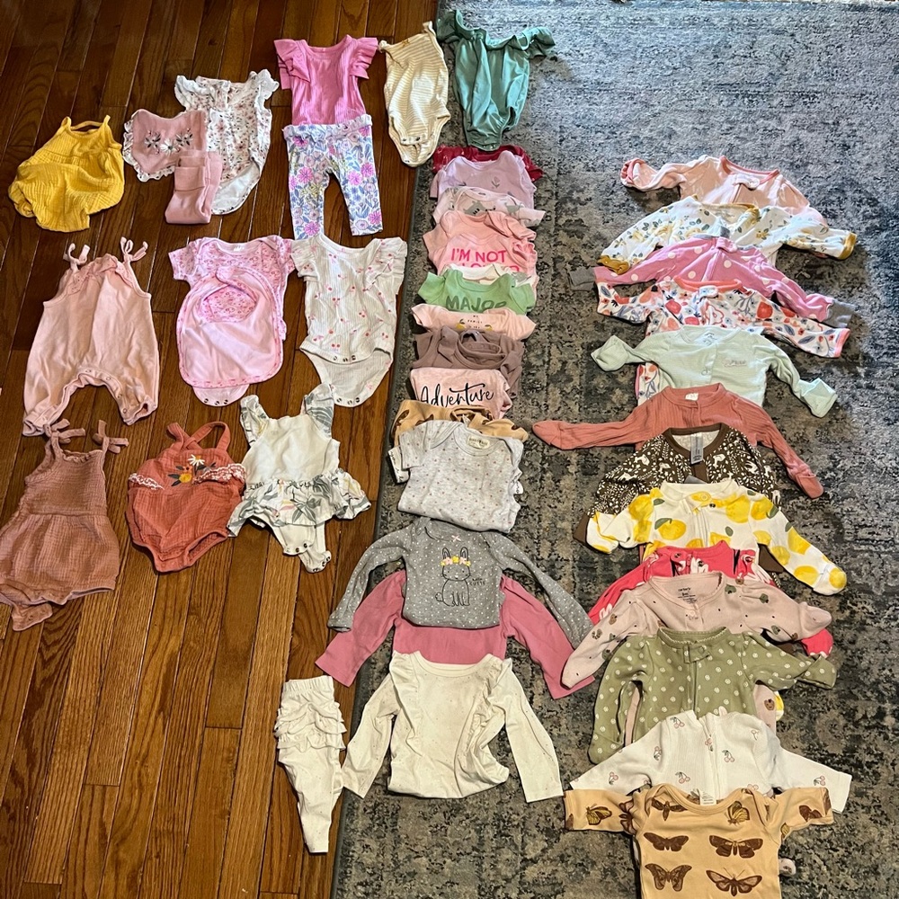 Bundle of baby girl clothes newborn and 0-3 months